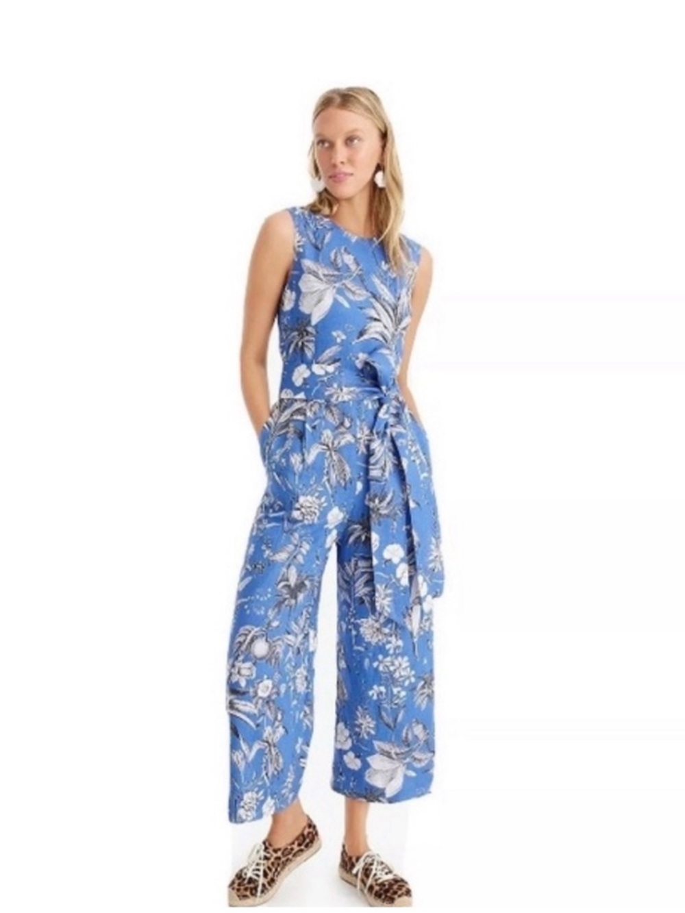 Sleeveless Blue Floral Jumpsuit